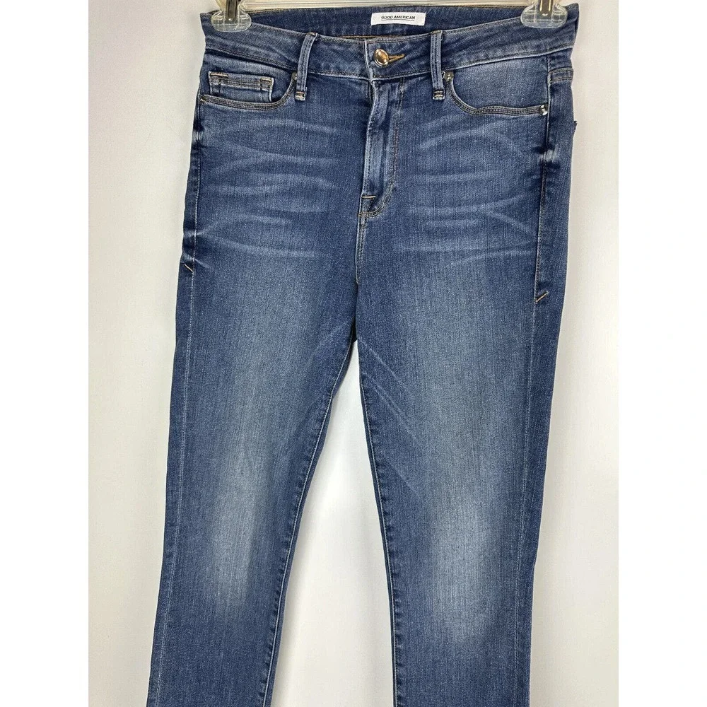 Good American Good Legs High Rise Split Hem Crop Skinny Jeans Womens Size 6 / 28 - Picture 4 of 13